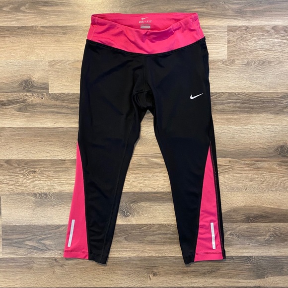 Nike Pants - Nike Dri Fit Pink/Black Cropped Leggings